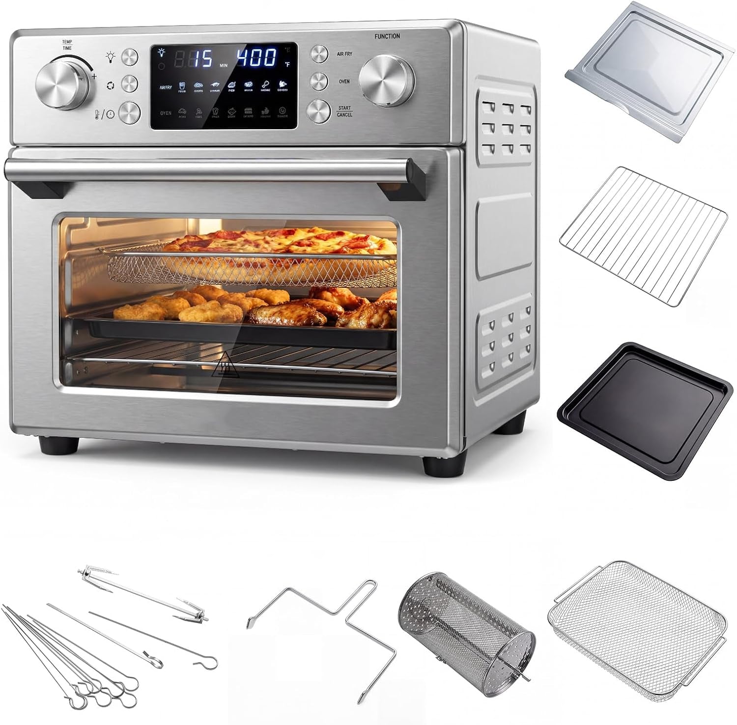 14-in-1-air-fryer-toaster-oven-combo-countertop-convection-oven-1700w-stainless-steel-bake-rotisserie-dehydrate-defrost-functions-26-qt-large-capacity-60-minute-timer-accessories