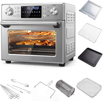 14-In-1 Air Fryer Toaster Oven Combo, Countertop Convection Oven | 1700W, Stainless Steel, Bake, Rotisserie, Dehydrate & Defrost Functions, 26 QT Large Capacity, 60-Minute Timer & Accessories1