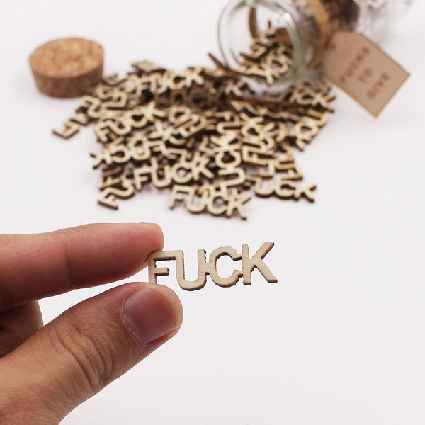 Fuck Jar（5Oz） Gift Jar,Fucks to Give,Fuck Wooden Cutout Letter Piece Bad Mood Vent Spoof Birthday Day,Holiday, Thanksgiving Christmas Gifts to Friend,Gag Funny Gift4