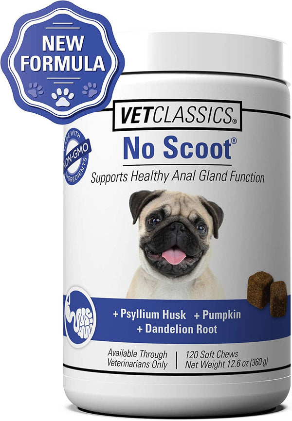 No Scoot for Dogs, Healthy Anal Support - 120 Soft Chews | No Scoot Chews for Dogs - Supports Healthy Gland Function, Normal Bowel Functions, Increases Daily Fiber Intake1