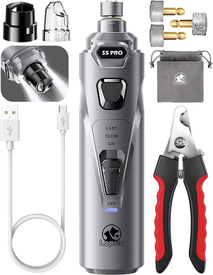 Whisper Quiet Dog Nail Grinder Safe & Stress-Free for Sensitive Dogs Cats | 4 LED Lights,3 Grinding Bits, 3-Speed, Pet Nail Trimmers, Rechargeable Painless Grooming Kit for All Breeds & Sizes11
