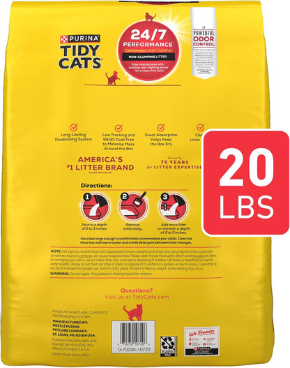 Purina Tidy Cats Non Clumping Cat Litter, 24/7 Performance Multi Cat Litter Odor Control Formula - 20 Lb. Bag6