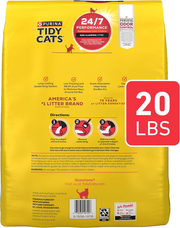 Purina Tidy Cats Non Clumping Cat Litter, 24/7 Performance Multi Cat Litter Odor Control Formula - 20 Lb. Bag6