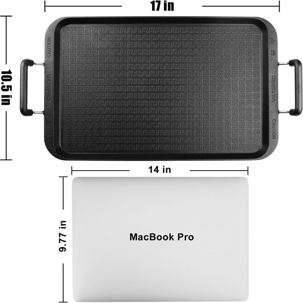 Stove Top Griddle for Gas Stove, 17" Warp-Resistant Double Burner Griddle Pan, Ceramic Nonstick Aluminum Flat Top Grill for Pancakes, Breakfast, Indoor Cooking, Camping & BBQ6