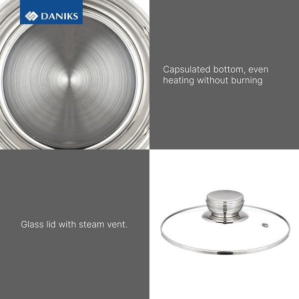 Standard 6-Piece Stainless Steel Cookware Set with Glass Lid, Tri-Ply Bases for Even Heating, Induction Compatible, Dishwasher Safe, Built-In Measuring Scale, Silver5