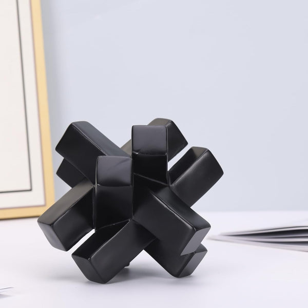 Black Knot Decor Knick Knacks for Shelves, Black Geometric Sculpture Statue Modern Decorative Objects Shelf, Black Home Décor Accents, Minimalist Bookcase Tv Stand Coffee Table Entrance Decor Objects6