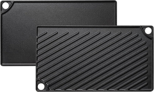 Reversible Grill/Griddle, 16.7X9.5'' Pre-Seasoned Cast Iron Griddle Pan, Double Burner Cookware, Rectangular Stovetop Griddle with Handles, Flat Top Plate for Oven, Grill & Campfire1