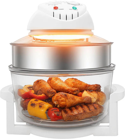 18Qt Glass Air Fryer Non Toxic Extra Large, Halogen Convection Oven with Viewable Glass, 1400W, Adjustable Temperature and Timer, for Meals French Fries Chicken Healthy Cooking1
