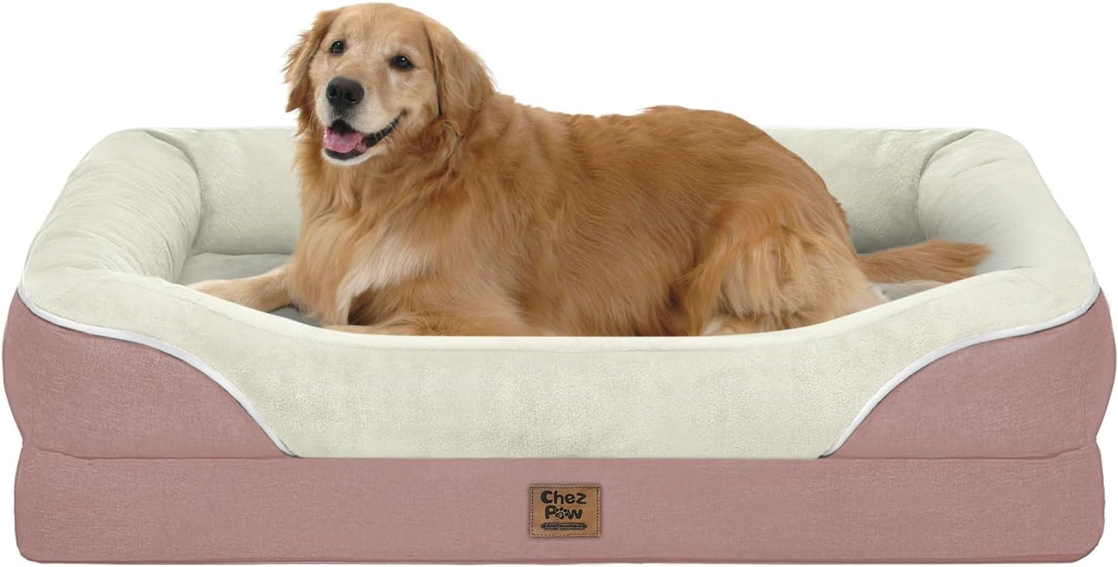 chez-paw-waterproof-orthopedic-xl-dog-bed-for-large-and-extra-large-dogs-egg-crate-foam-4-sided-bolster-support-waterproof-liner-non-slip-bottom-machine-washable-cover-42-x-30-inch