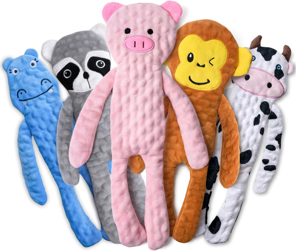 SHARLOVY Dog Squeaky Toy No Stuffing 6 Pack, Dog Toys Crinkle for Small Puppy, Durable Chew Plush Cute Animals Natural for Teething Pet9