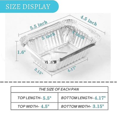 1 Lb Small Aluminum Pans with Lids(40 Pack - 5"×4") Tin Foil Pans Disposable Cookware- Cardboard Lids, for Cooking Baking Party Meal,Takeout Trays - to Go Disposable Food Container3