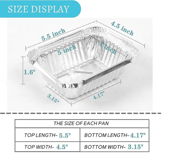 1 Lb Small Aluminum Pans with Lids(40 Pack - 5"×4") Tin Foil Pans Disposable Cookware- Cardboard Lids, for Cooking Baking Party Meal,Takeout Trays - to Go Disposable Food Container3