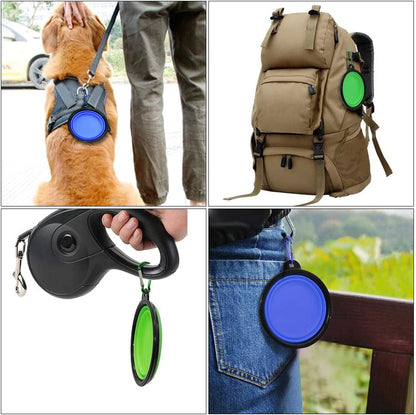 Dog Bowl Pet Collapsible Bowls, 2 Pack for Cats Dogs, Portable Pet Feeding Watering Dish for Walking Parking Traveling with 2 Carabiners (Small, Blue+Green)7