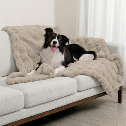 Paw Inspired Waterproof Dog Blanket, 40X30 Inch Size, Beige | Soft Faux Fur Throw, Fur-Resistant Fleece, Washable Pet Blanket, Waterproof Protection for Couch, Bed, Furniture, Crate, Car10