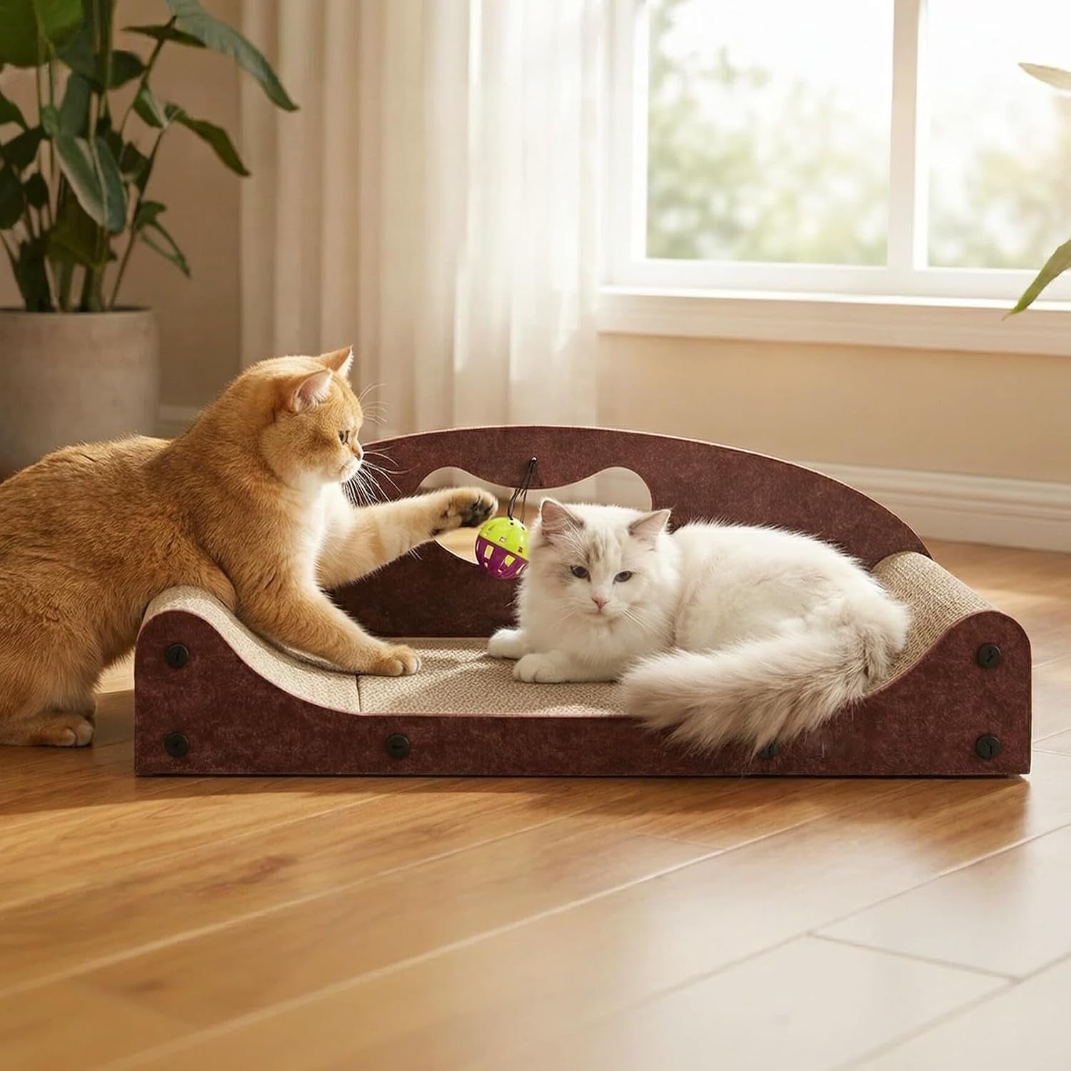 26-cat-scratcher-bed-large-scratcher-couch-for-indoor-cats-cardboard-scratcher-sofa-durable-scratch-pad-with-ball-furniture-protector-brown-large