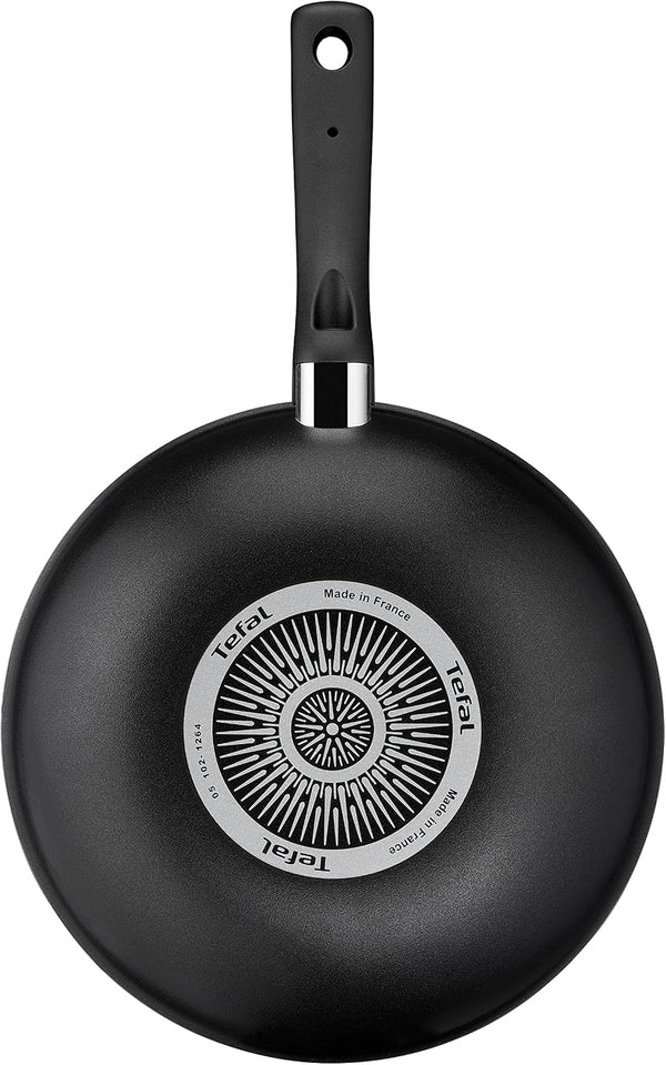 Tefal C38819 Hard Titanium Essential Wok Pan 28 Cm | Non-Stick Coating with Titanium Particles | Thermal Signal Temperature Indicator | Dishwasher Safe | Made in France | Black3