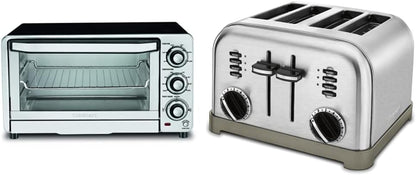 TOB-40N Custom Classic Toaster Oven Broiler, 17 Inch, Black & CPT-180P1 Metal Classic 4-Slice Toaster, Brushed Stainless1