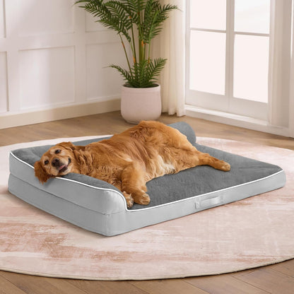 Dog Beds Large Sized Dogs, XL Orthopedic Dog Beds for Large Dogs 42"X30"X7.5", Waterproof Pet Bed with Washable Cover, L-Shaped Pet Couch with Portable Handle, Grey10
