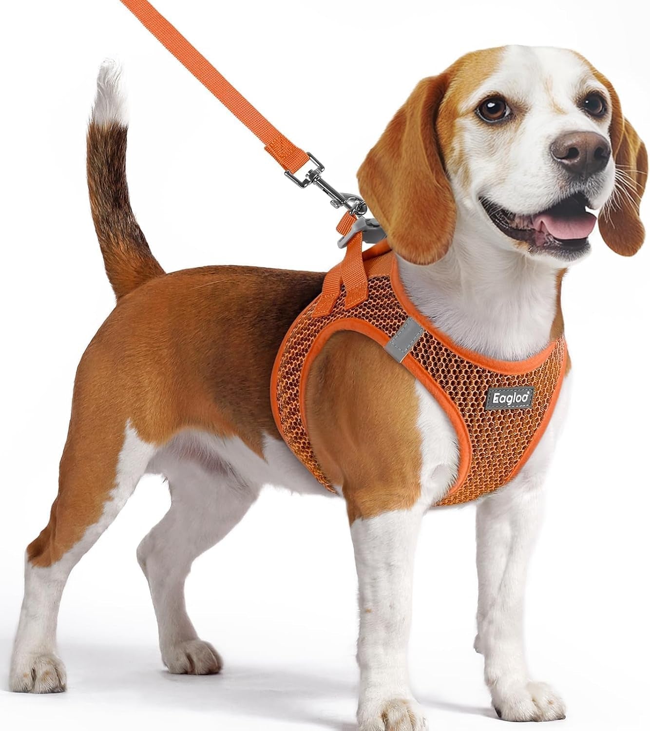 eagloo-small-dog-harness-and-leash-set-step-in-small-sized-puppy-pet-vest-light-soft-breathable-air-mesh-easy-on-and-off-with-hook-loop-reflective-for-safe-walking-pink-s