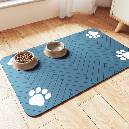 Pet Feeding Mat-Absorbent Pet Placemat for Food and Water Bowl, with Waterproof Rubber Backing, Quick Dry Water Dispenser Mat for Dog and Cat (20"X12", Striped Dark Gray)10