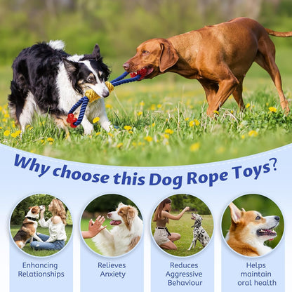 Aitmexcn Interactive Dog Rope Toys Tug of War, Tough Dog Toys for Large, Medium & Small Dogs, 100% Cotton Chew Toys for Boredom, Pull Ball Rope Teeth Cleaning4