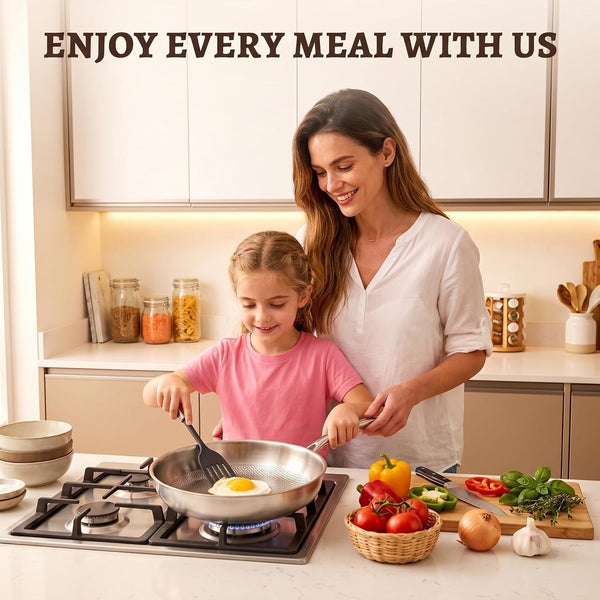 8" Titanium Pans for Cooking,Pure Healthy Titanium Frying Pan | Non-Toxic PFAS/PFOA/PTFE Free Titanium Hammered Cookware with Lid for Even Heating, Induction Compatible Oven & Broiler Safe2