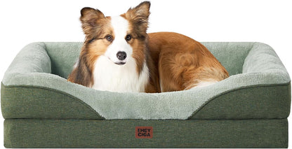 EHEYCIGA Orthopedic XL Dog Bed for Large Sized Dog, 42X30 Inch Extra Large Memory Foam Dog Couch Bed with Sides, Waterproof Liner & Washable Removable Cover, Bolster Pet Sofa, Grey45