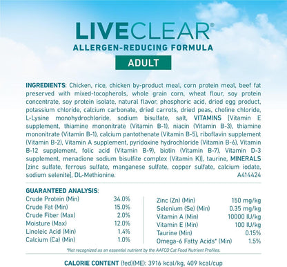 Purina ONE Liveclear Allergen-Reducing Cat Food Dry Formula with Real Chicken as the Number One Ingredient - 6.3 Lb. Bag | Real Chicken Is the #1 Ingredient, Reduces Allergens in Cat Hair and Dander by 47%, Includes DHA for Cat Vision Support4