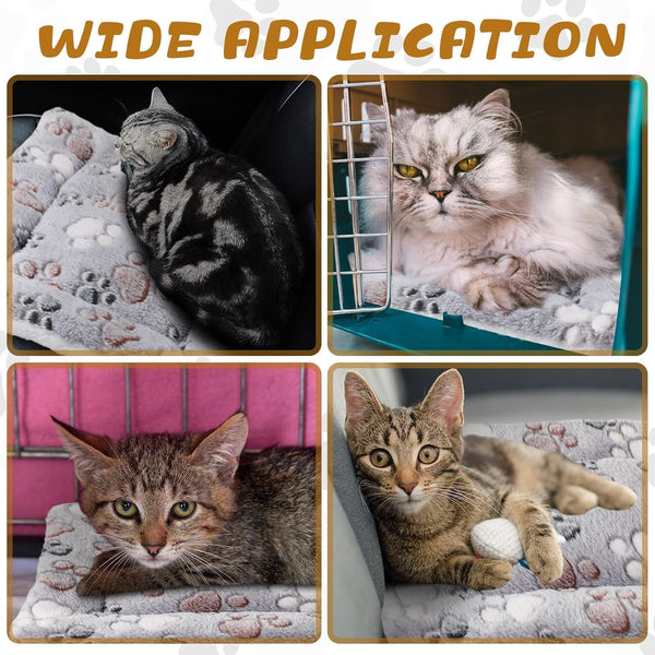 Tuanse 4 Pack Ultra Soft Dog Cat Bed Mat Small Animal Guinea Pig Bed with Cute Print Reversible Fleece Dog Crate Kennel Pad Cozy Washable Thickened Hamster Pet Beds Mat(13 X 19 Inches,Light Gray)6