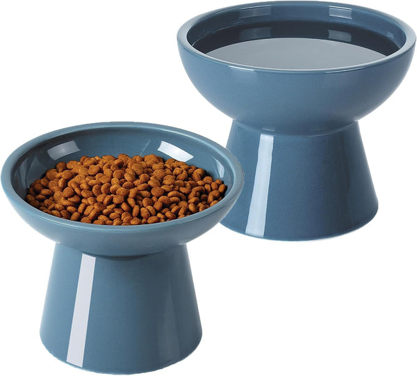 Loejan Elevated Cat Food and Water Bowls Set, Extra Wide and Raised Ceramic Bowls, Anti-Vomit Whisker-Free Pressure Cat Feeder for Kittens to Adult Cats and Small Dogs (White, Water Bowl)15