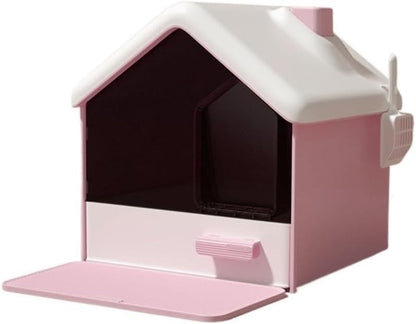 Pet Supplies, Hooded Cat Litter Box - Privacy, No Mess, Portable & Easy Clean(Pink)1