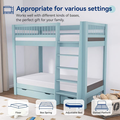 Memory Foam Mattress, Soft Plush Feel, Breathable, 6 Inch, Twin, White/Grey8