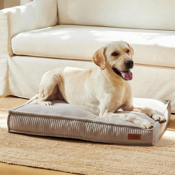 FUKUMARU 5.5-Inch Thick Dog Bed Mat, Washable Cat Bed with Waterproof Lining, Orthopedic Dog Beds for Senior Dogs, Cozy Flat Dog Kennel Bed for Crate, Non-Slip Pet Pillow Bed, Grey5