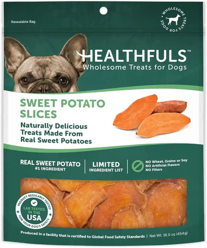 Healthfuls Sweet Potato Slices Healthy Dog Treats – Limited Ingredient, Grain Free, Made from Real Dried Sweet Potatoes, 16 Oz1