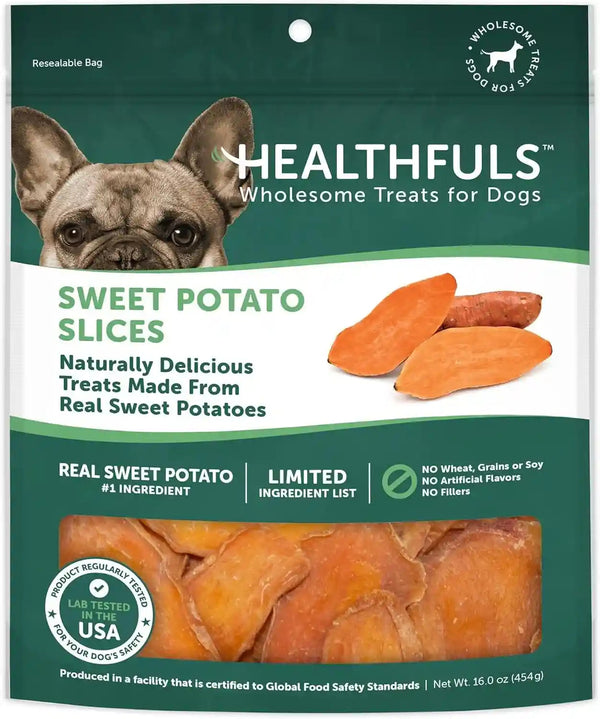 Healthfuls Sweet Potato Slices Healthy Dog Treats – Limited Ingredient, Grain Free, Made from Real Dried Sweet Potatoes, 16 Oz1