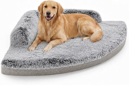 Corner Dog Bed Large, 39" Calming Fluffy Orthopedic Pet Beds, Grey | Space Saving Plush Corner Nest,Egg-Crate Foam, Washable Cover, Waterproof Liner, Non-Slip Bottom and Bolsters for Large Dogs10
