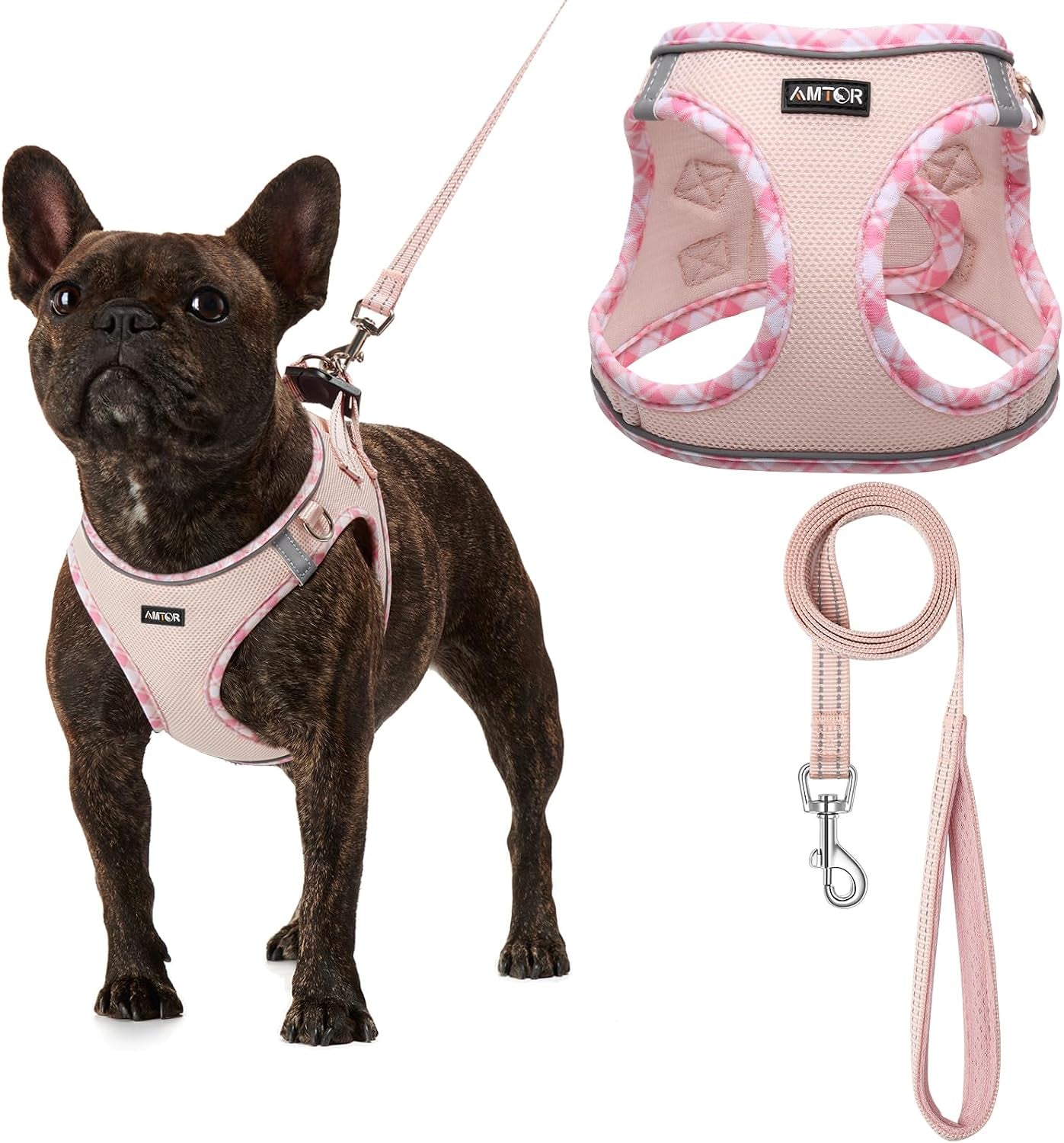 amtor-small-dog-harness-with-leash-set-no-escape-easy-walk-puppy-harnesses-for-training-walking-step-in-reflective-soft-dogs-vest-for-xs-s-medium-extra-small-large-sized-doggreen-s