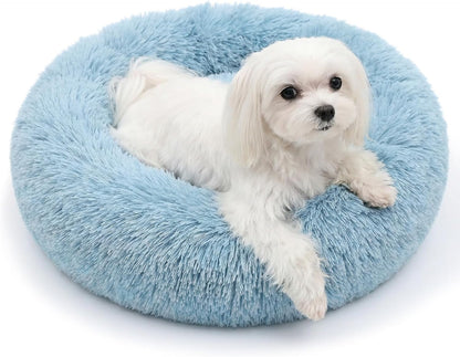 Small Calming Dogs Bed for Small Dogs Anti-Anxiety Machine Washable Fluffy Luxury Anti-Slip Waterproof Mute Base Warming Cozy Soft Pet Puppy round Bed22