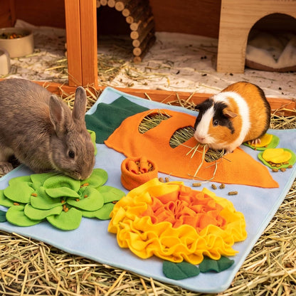 Rabbit Snuffle Mat, Bunny Foraging Feeding Toy for Small Pet | Small Animal Enrichment Toy Washable Feeding Mat for Guinea Pig Chinchilla Hedgehog Ferret6