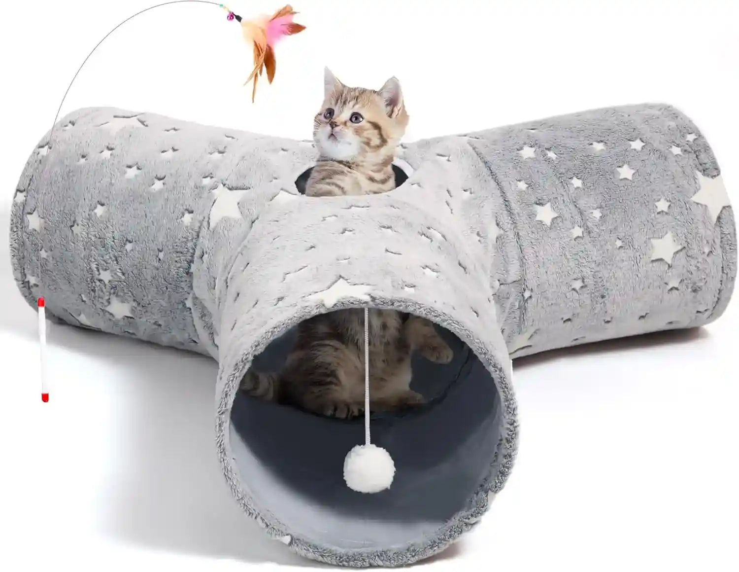 tempcore-pet-cat-tunnel-tube-toys-3-way-collapsible-tunnels-for-indoor-cats-interactive-tube-with-teaser-wand-peek-holes-hanging-ball-black-blue