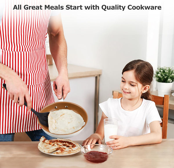 Ceramic Nonstick Frying Pan 8" Stir Fry Pan Skillet with Stainless Steel Handle, PFAS Free, Dishwasher & Oven Safe, All Stovetops & Induction Compatible7