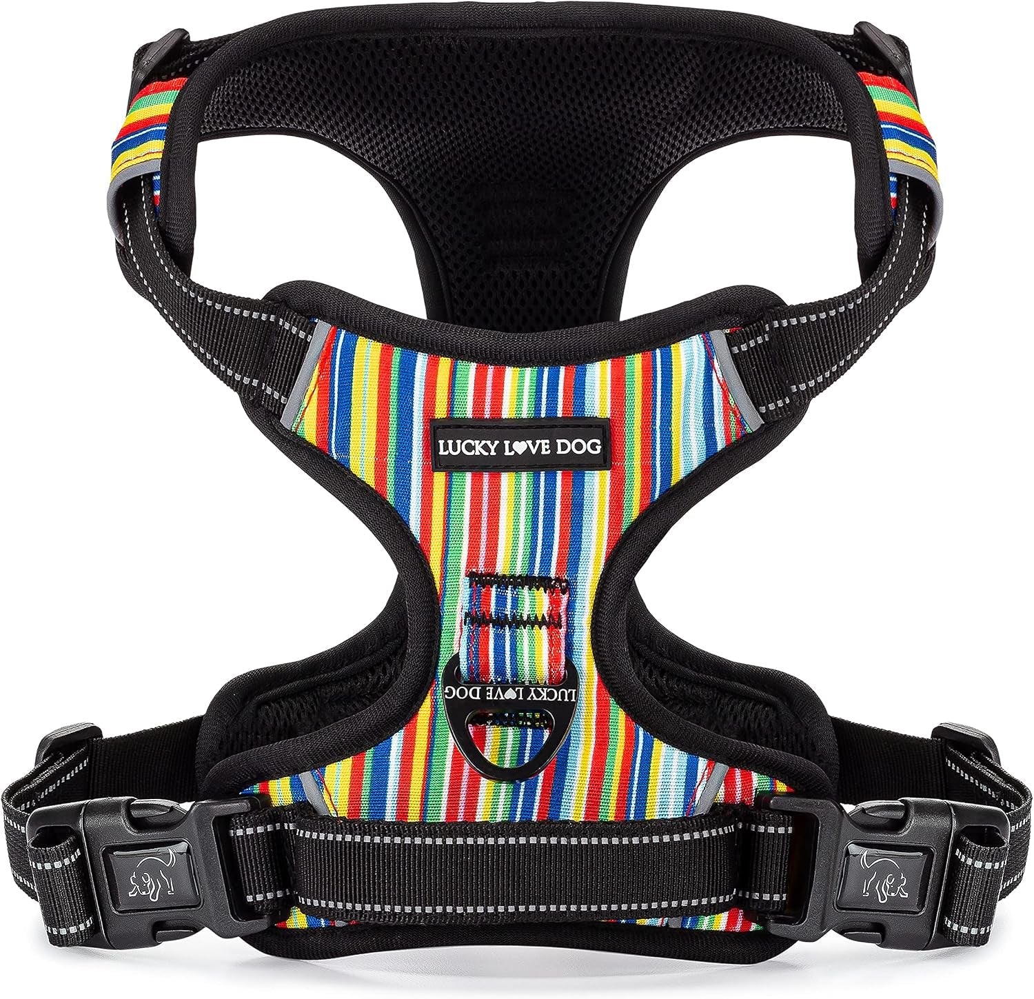 lucky-love-dog-no-pull-dog-harness-adjustable-and-easy-to-walk-cute-patterned-harness-for-medium-male-female-dogs-blackbird-medium