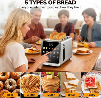 Toaster 2 Slice, Digital Smart Toaster with Touchscreen | Dual Control Panel, Single Slot Toasting, Timer, Reheat & Defrost for Bagels, Bread, Waffles, Stainless Steel6