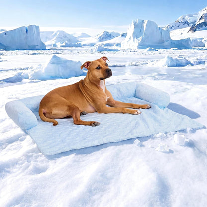 Spark Paws Cooling Couch Cover Dog Bed, Furniture Protector Mat, Non-Toxic Washable Pet Cooling Pad for Large & Small Dog - Hearts Blue - Size M13