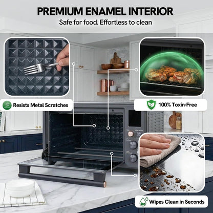 26.3 QT Non-Toxic Enamel Interior Air Fryer Toaster Oven Combo, 10-In-1 Convection Countertop Oven with Infrared Heating, Fits 12" Pizza & 6 Slice Toast, Easy Clean Enamel Baking Pan2
