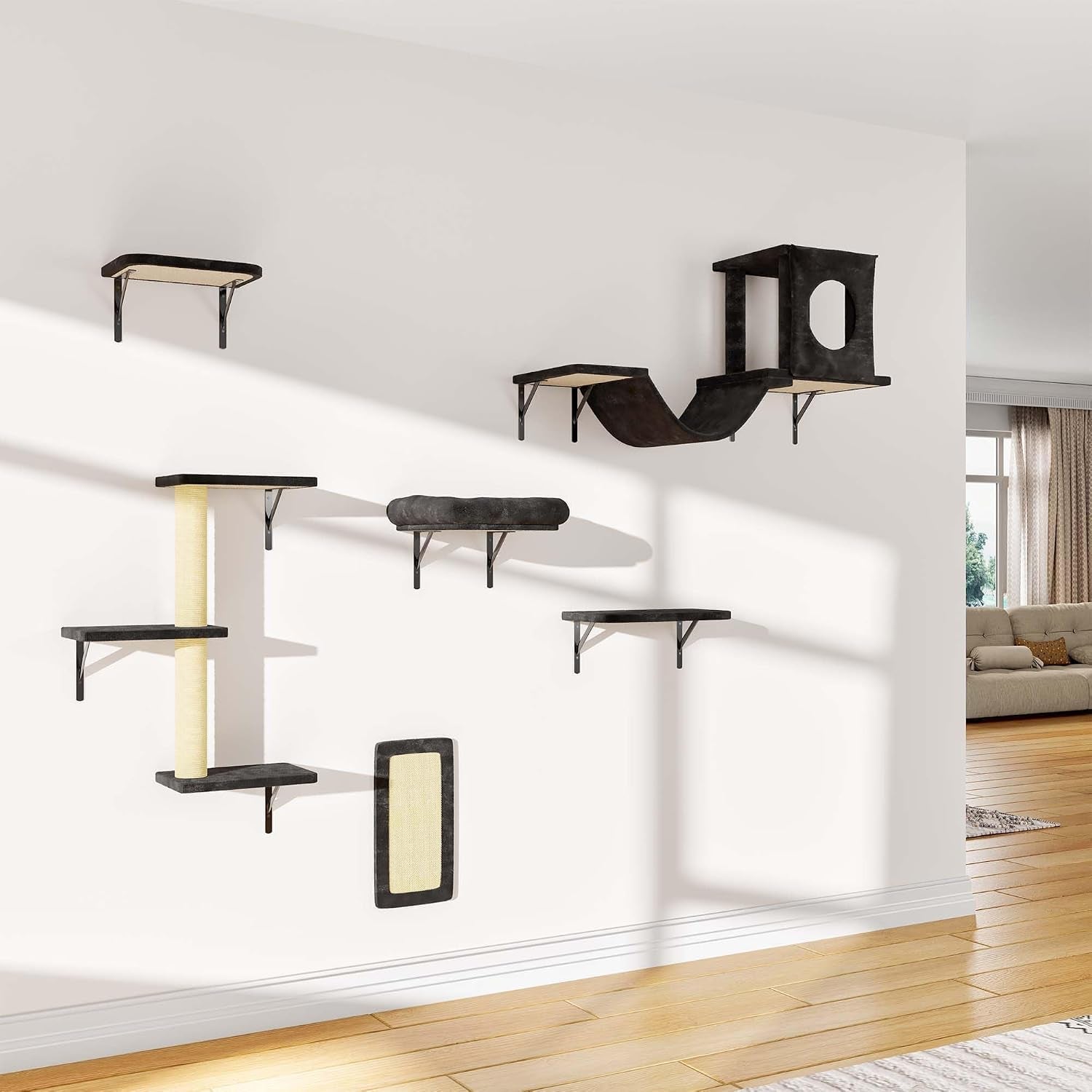 12-in-1-cat-wall-shelves-wall-mounted-cat-climber-with-condo-house-scratching-post-bridge-ladder-space-saving-indoor-play-furniture-for-kittens-black