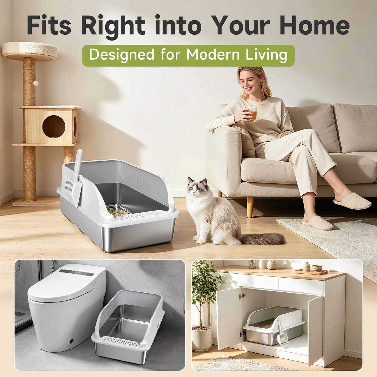 stainless-steel-cat-litter-box-with-lid-xl-metal-high-sided-litter-box-odor-free-open-top-litter-pan-easy-cleaning-anti-urine-leakage-non-stick-includes-scoop-light-grey