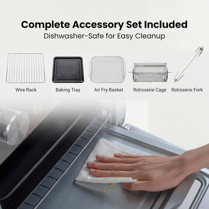 14-In-1 Air Fryer Toaster Oven, 26 QT Stainless Steel Countertop Oven | 1700W Convection Oven with Rotisserie and Dehydrate Modes. Multi Preset Cooker for Air Fry, Pizza, Bake and Family Cooking5