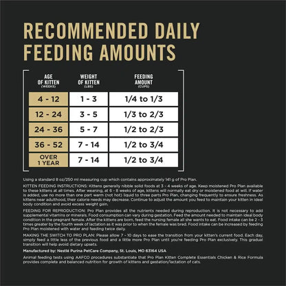 Purina Pro Plan Kitten Dry Food Complete Essentials Chicken and Rice Formula 3.5 Pound (Pack of 1)6