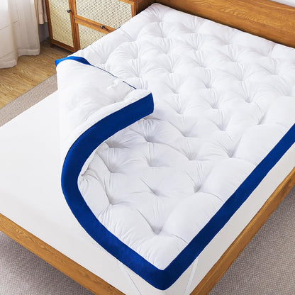 5 Inch Memory Foam Mattress Topper Queen for Back Pain, Filled with Flfuffy Soft Breathable Stuffing, Thick Supportive Pillow Top Queen Mattress Topper2